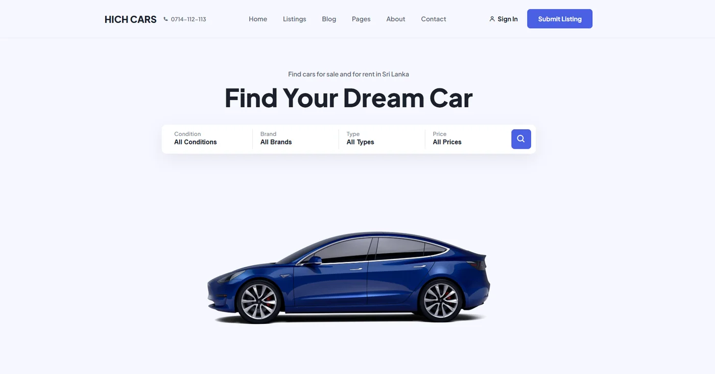Automotive Marketplace website interface