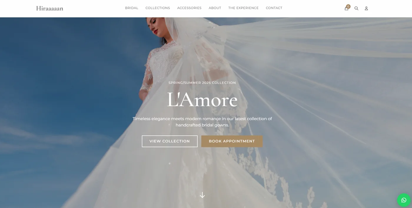 Bridal Dressing website interface