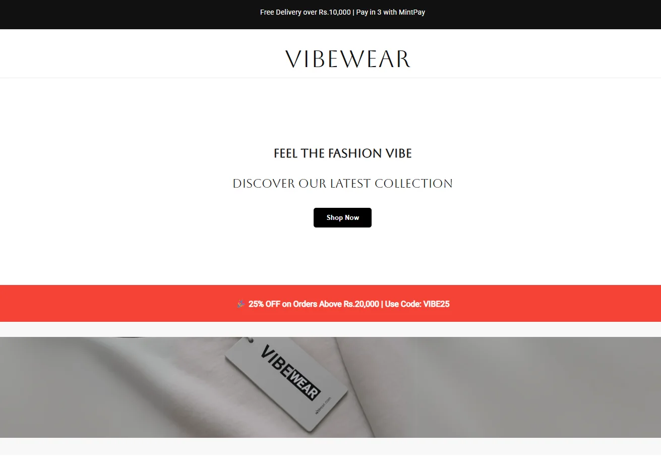 Clothing Brand Store website interface